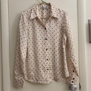 Kasper cream & black polka dot, silky women's shirt
